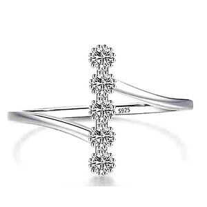 Women's Bezel Set Simulated Diamond Platinum Plated S925 Rhodium Ring, Size‎ 5